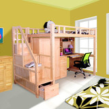 多功能实木高架双层床儿童上下子母床带书桌衣柜组合式成人高低床