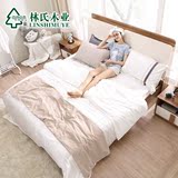 aqs林氏木业现代1.5米板式双人床简约床头柜床垫组合卧室套装CP1A