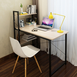 现代简约台式电脑桌简易家用组装书桌带书架实木床边办公桌子包邮