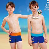 英发儿童舒适平角泳裤 卡通图案松紧系带男童新款游泳裤