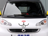 奔驰smart 可爱小兔子 引擎盖贴 mini 整车拉花 汽车贴纸 门牙款