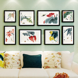 欧晟现代新中式客厅实木边框装饰画沙发背景墙挂画中国风水墨画