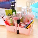 满29包邮清新粉嫩纯色大容量塑料韩国桌面收纳盒 化妆品收纳盒