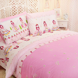 儿童纯棉床上用品 韩式卡通被罩床单 公主房公主风床上四件套全棉