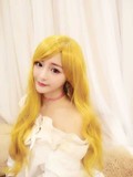韩国女生假发金黄色玉米烫长发蓬松长卷发波浪泡面卷蛋卷假发套
