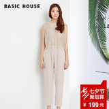 Basic House/百家好夏新品女韩版纯色蕾丝拼接显瘦连体裤HOOP323S