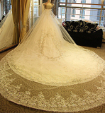 2016年新款3米5米超长宽蕾丝大花边镶钻大气新娘结婚纱头纱或披纱