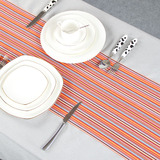 sixstar经典欧式彩虹条纹仿亚麻餐桌布 桌旗桌布一体化设计 包邮
