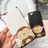 猴子iPhone6s手机壳4.7蚕丝纹苹果6plus保护套全包6s卡通磨砂软壳