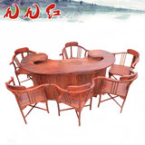 中式古典家具 红木茶桌茶几 老挝大红酸枝茶桌 弧形酸枝木茶桌7件