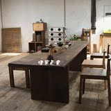 美式 loft 复古实木餐桌原木餐桌椅办公电脑桌椅做旧复古茶几茶桌