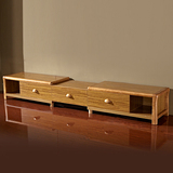 现代中式简约电视柜组合小户型客厅实木质可伸缩简易乌金地柜特价
