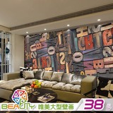 欧式大型壁画咖啡厅ktv酒吧主题房壁纸个性3D立体pvc墙纸英伦字母
