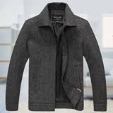 2015春季新款中年男夹克外套 中老年男爸爸装羊毛呢子夹克外套