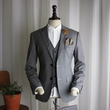 脊椎动物男装原创日系轻商务修身西装灰色西服（搭配套装需另购）