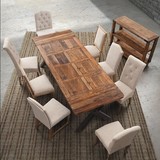 欧式复古餐桌长方形实木餐桌椅组合铁艺小户型餐桌酒吧桌椅办公桌