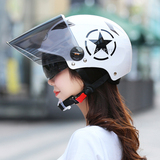 艾狮哈雷头盔男摩托车头盔女电动车半覆式防晒夏季安全帽双镜片