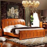 全实木床橡木木质双人床1.5米1.8米原木简约中式实木床成人床2人