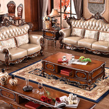 欧洛仕 欧式茶几地柜套装 美式实木客厅成套家具组合 储物带抽屉