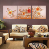 现代中式简约客厅装饰画 沙发背景墙挂壁画3D立体浮雕无框三联画