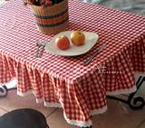 北欧宜家 美式乡村棉麻格子桌布茶几布圆形桌布 餐桌布布艺桌布