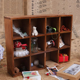 zakka创意复古实木质收纳盒收纳柜储物展示柜12格子壁挂大号特价