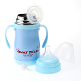 吉米熊不锈钢保温奶瓶宝宝多用防摔防胀气婴儿宽口径奶瓶