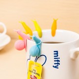 韩国糖果色可爱蜗牛茶包挂 杯子区分夹硅胶茶袋挂拉茶包器