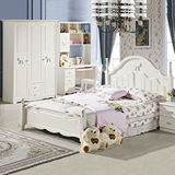 儿童家具套房组合女孩公主房儿童卧室家具组合套装1.5米1.2米白色