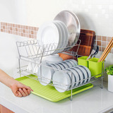 SDR碗架沥水架双层304不锈钢碗碟架厨房置物架碗盘晾碗架子餐具架