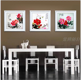 实木白框中式国画牡丹花开富贵有框画墙挂壁画客厅餐厅卧室装饰画