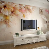 时尚简约风格手绘 3D立体花卉电视客厅卧室沙发背景壁纸大型壁画