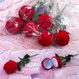 红色玫瑰花戒指盒 情人节礼物 个性 创意 求婚 婚戒盒 七夕包装盒