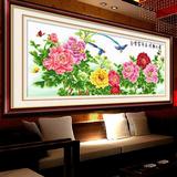 纯手工十字绣成品花开富贵国色牡丹六尺牡丹客厅大幅花卉装饰挂画