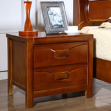 现代中式实木床头柜2门整装橡木简约床头柜床边储物简易柜