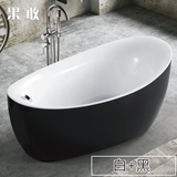 果敢亚克力浴缸独立式黑白无缝一体成型浴缸1.3米~1.8米517浴盆