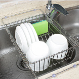 304不锈钢碗碟架厨房置物架收纳架可伸缩碗架水池洗菜水槽沥水篮