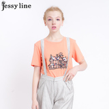 jessy line2016夏装新款 杰茜莱时尚百搭印花短袖T恤 女休闲上衣
