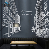 沙发电视背景墙壁画贴纸画大型手绘贴画时尚抽象街景餐厅墙贴客厅