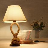 美式卧室客厅书房床头酒吧装饰台灯 设计师创意个性复古麻绳台灯