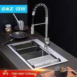 邦州创意厨房水槽双槽套餐304不锈钢手工洗菜盆水槽含配件洗碗池