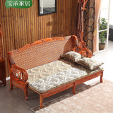 宝承 实木藤沙发床抽拉两用组合多功能伸缩沙发床1.8米双人推拉床