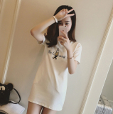 夏季T恤女短袖纯白色韩国SZ学生清新修身宽松简约韩范圆领中长款