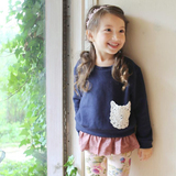韩国童装2014秋冬款新款韩版纯棉女童加绒长袖T恤卫衣儿童打底衫