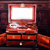 复古梳妆盒子带锁红酸枝木质首饰盒实木红木饰品盒收纳高档珠宝箱