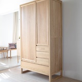 HR家道家具 白橡木两门衣柜 简单实用立式橡木衣柜收纳柜储物柜