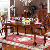 实木雕花餐桌欧式实木餐桌椅 美式雕花餐台 长方形餐桌 1.8米饭桌