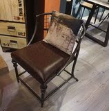 餐椅 美式乡村铁艺餐椅椅子复古靠背椅欧式皮垫椅 咖啡厅休闲椅