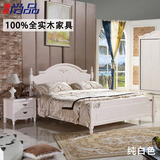 全实木美式实双人床木床1.5米1.8米双人床硬板床简约储物床加床垫