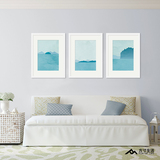 蓝色海洋 现代简约客厅装饰画 地中海挂画餐厅三联画沙发背景墙画